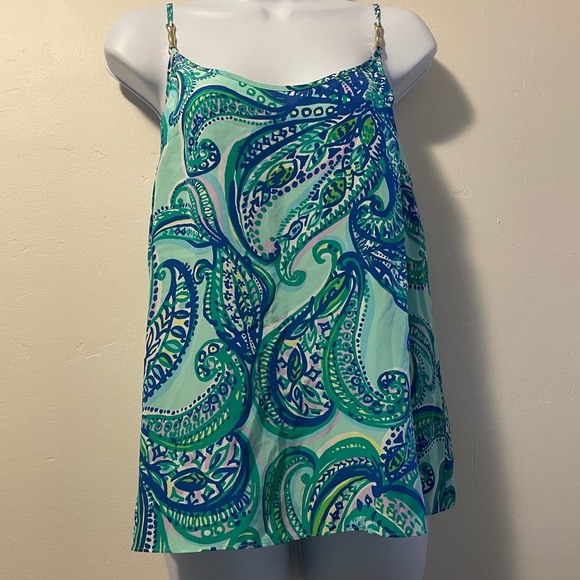 LILLY PULITZER DAHLIA PAISLEY 100% silk tank - Picture 1 of 9